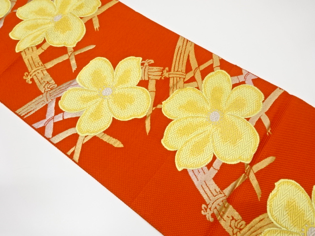 光悦垣に花模様織り出し名古屋帯